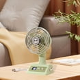thumbnail image 1 of Aesthetic Retro Desk Fan with Digital Display – USB Rechargeable Quiet Table Fan, Portable Mini Cooling Fan for Dorm Room, Office, Bedroom & Study Desk, Green, 1 of 6