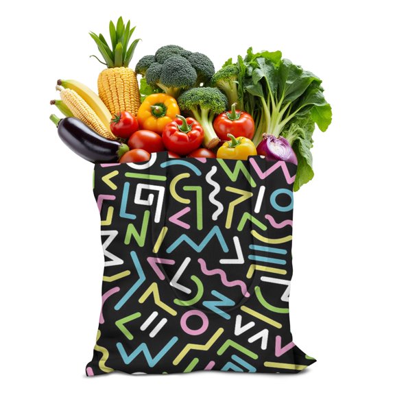 Aesthetic Retro Fabric Shopping Bag - Foldable Compact Design Spacious Washable Tote