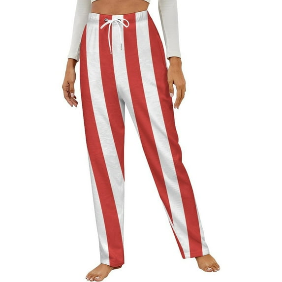Aesthetic Rose And White Vertical Winter Female Pants Flannel High Waist Women Pants Lady Warm Straight Leg Plush Trousers