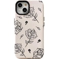 thumbnail image 1 of Aesthetic Rose Art Flower 2 in 1 Phone Case Compatible with iPhone 15 Pro Max,Retro Chic Abstract Floral Glossy Hard Shell Hybrid 2 Layers Black Soft Cover for iPhone 15promax 6.7", 1 of 9