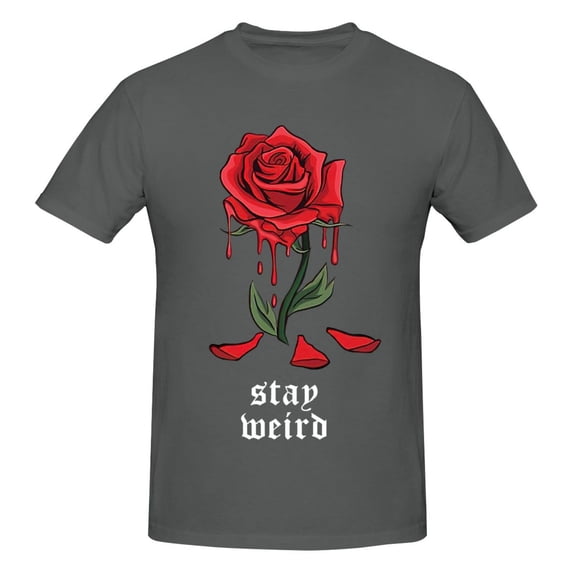 Aesthetic Rose Flowers Stay Weird Men'S Basic Short Sleeve T-Shirt Deep Heather 5x-Large