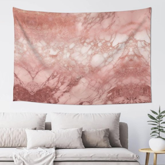 Aesthetic Rose Gold Marble Wall Hanging Tapestry Decorative Vertical Fabric Art 60 x 40 Inches for Bedroom Living Room