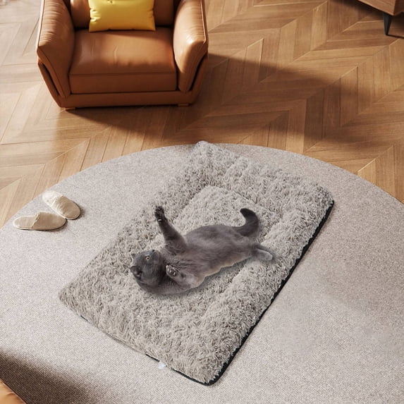 Rose Velvet Dog Mat, 1 Pack, Thick Comfy Crate Bed Liner, Washable Furniture Protector, Anxiety Relief Sleeping Pad for Small Animals, New Year Present, 24 x 16 Inch