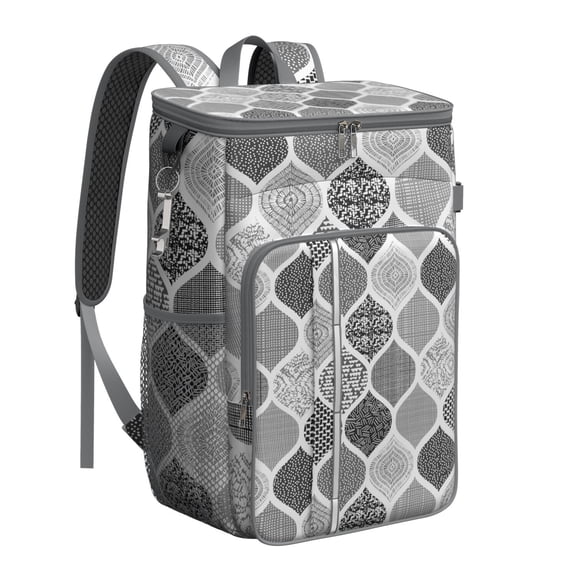 Aesthetic Rustic Cooler Backpack 26 Cans – Leakproof Insulated Backpack Cooler with Ethnic Boho Patterns for Camping, Hiking, Beach & Office Lunch