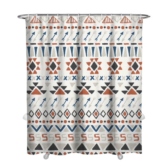 Aesthetic Rustic Shower Curtain 72x84 Inches Quick-Dry Bathroom Decor Polyester with Plastic Hooks Boho Pattern