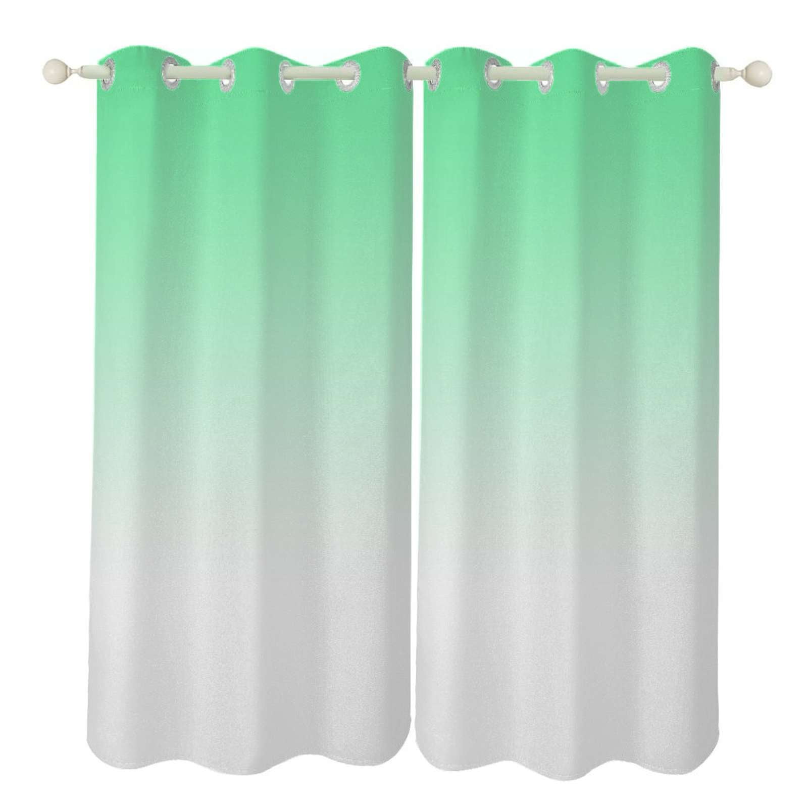Aesthetic Sage Green and White Gradient Sunshade Curtains Home Bedroom ...