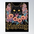 thumbnail image 1 of Aesthetic Scary Black Cat With Flowers Hissing Retro Gothic Poster Wall Art, Modern Wall Decor For Living Room Bedroom, 24x36 UNFRAMED, 1 of 3