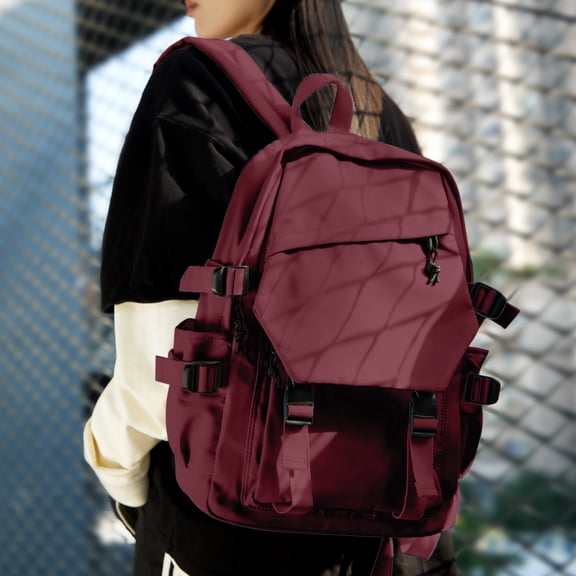 Aesthetic School Backpack Waterproof Black Bookbag College High School Bags Lightweight Casual Daypack Laptop Backpacks for Men Women