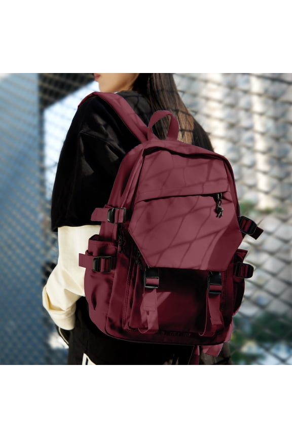 Aesthetic School Backpack Waterproof Black Bookbag College High School Bags Lightweight Casual Daypack Laptop Backpacks for Men Women