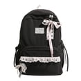 thumbnail image 1 of Aesthetic School Backpack with Lace Bow, Lace Trim School Backpack with Side Bowknot, Lightweight Computer Bag for Middle School College, Black, 1 of 8
