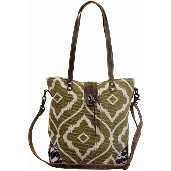 Aesthetic Shoulder Bag Upcycled Cotton & Leather S-2809