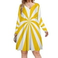 thumbnail image 1 of Aesthetic Signal Yellow And White Sunburst Long Sleeve Dresses For Women Vintage Elegant Party Dress Oversized V-neck Dress S-8XL, 1 of 7