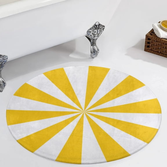 Aesthetic Signal Yellow And White Sunburst Round Carpet Circle Rug Outdoor Patio Area Rug Washable Large Area Rugs Hallway Room Decor Fitness Mats