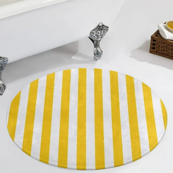Aesthetic Signal Yellow And White Vertical Round Carpet Circle Rug Outdoor Patio Area Rug Washable Large Area Rugs Hallway Room Decor Fitness Mats