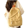 thumbnail image 1 of Solid Color Nylon Backpack, Lightweight Simple Casual School Bookbag with Diagonal Zipper Design, Water Resistant Daypack for College Travel Daily Commute, 8 Pastel Color Options, 1 of 4