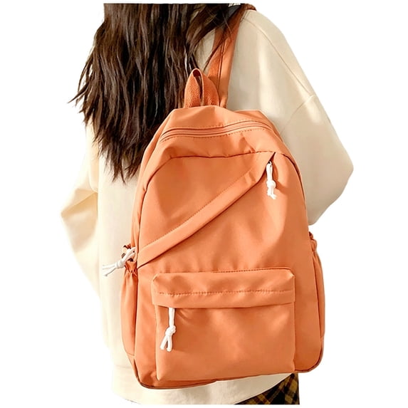 Solid Color Nylon Backpack, Lightweight Simple Casual School Bookbag with Diagonal Zipper Design, Water Resistant Daypack for College Travel Daily Commute, 8 Pastel Color Options