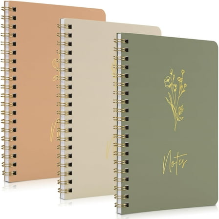 Aesthetic Spiral Notebook Set of 3 For Women - Cute College Ruled 8x6 Journal/Notebook with Large Pockets And Lined Pages - Perfect Supplies to Stay Organized at Work or School