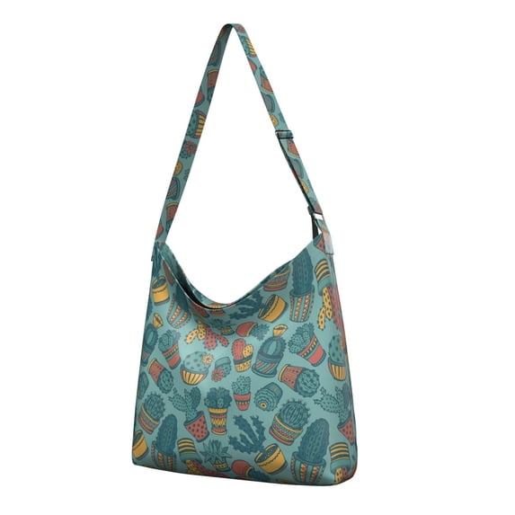 Aesthetic Succulen Crossbody Bag - Large Capacity Multi-Pocket Handbag for Women with Desert Style & Versatile Functionality