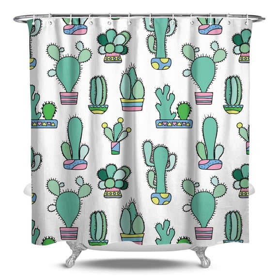 Aesthetic Succulent Shower Curtain, Waterproof Fabric, Machine Washable, Hooks Included, Southwestern Desert Style and Boho Cactus Bathroom Decor