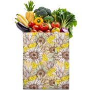 Aesthetic Sunflower and Wildflowers Tote - Foldable & Spacious Reusable Grocery Bag for Women
