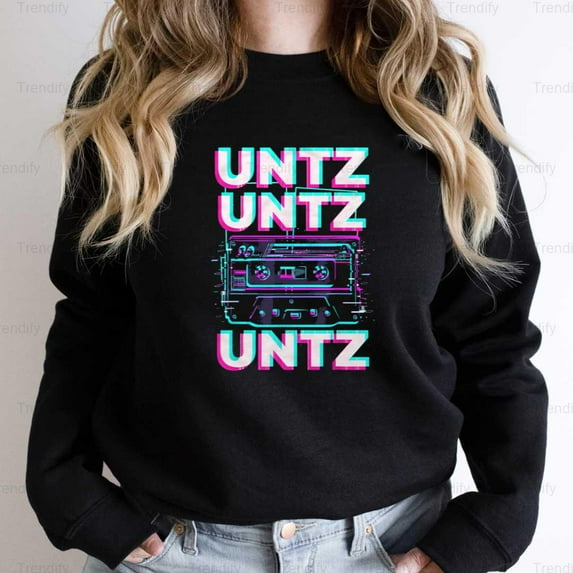 Aesthetic Synthwave Glitch Cassette Retro Rave Graphic Unisex Sweatshirt M390050, Up to Size 5XL