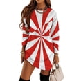 thumbnail image 1 of Aesthetic Traffic Red And White Sunburst Loose Dress Evening Dress Summer Dresses for Women Luxury Dress Long Sleeved Dress, 1 of 4