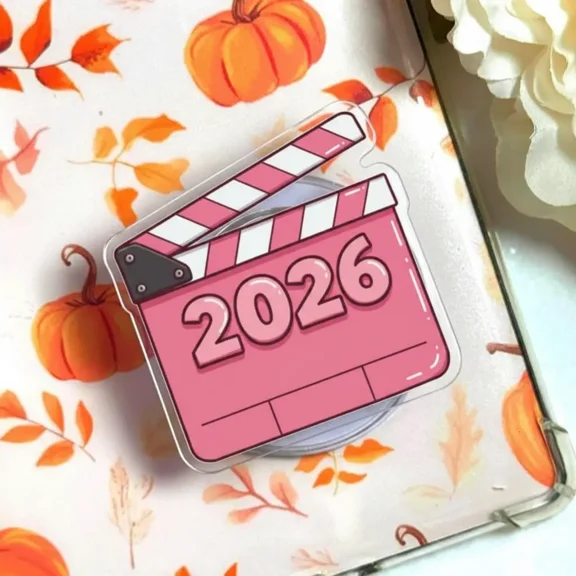 Aesthetic Trendy Pink Clapperboard Magnetic Phone Grip, Retro Movie Director Film Magnetic