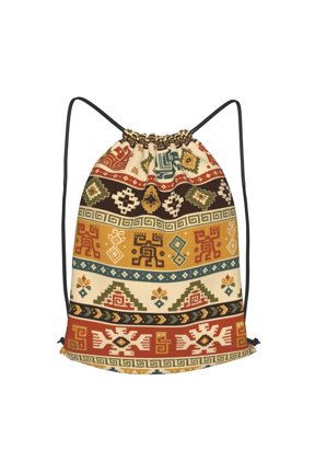 Aesthetic Tribal Heritage Pattern Drawstring Backpack Gym String Bag Sports Sackpack Cinch Sack, S