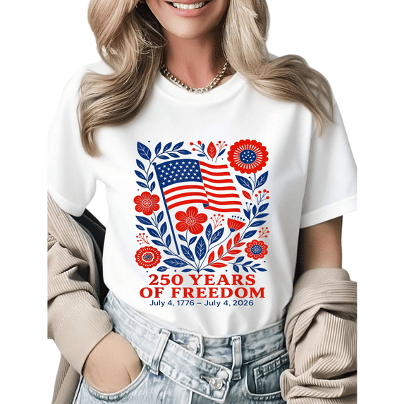 Aesthetic USA 250th Anniversary 4th Of July Gift Graphic Tees Womans T shirt White Black S-5XL Tops