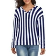 thumbnail image 1 of Aesthetic Ultramarine Blue And White Vertical V-neck Sweater Winter Clothes Long Sleeve Knitwear Sweater Women's Pullover, 1 of 5