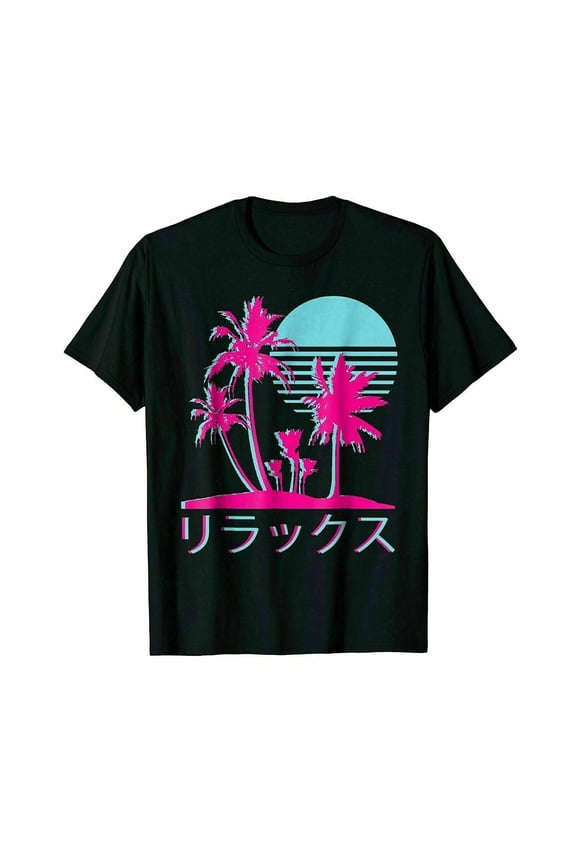 Aesthetic Vaporwave T-Shirt Retro 1980s 1990s Otaku Tee Vintage Men