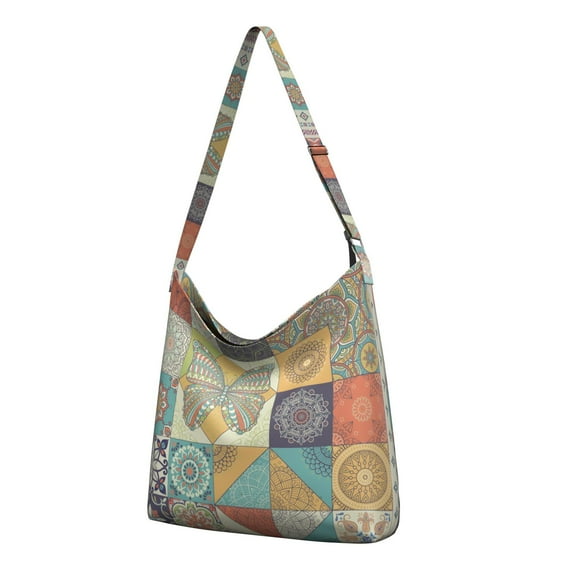 Aesthetic Vintage Fashion Crossbody Bag - Earthy Boho Chic Shoulder Tote, Large Capacity Travel Purse