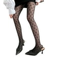 thumbnail image 1 of Aesthetic Vintage See Through Pantyhose Stockings Soft Sheer Mesh Tights with Plaids Flower Patterned Hosiery for Women, 1 of 12