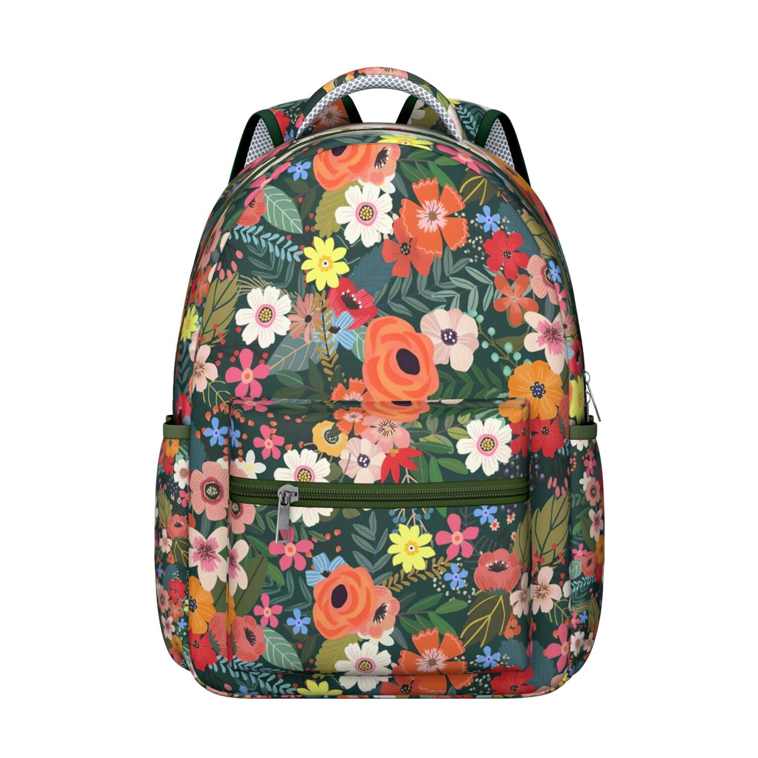 Aesthetic Watercolor Flower School Backpack - Ergonomic Waterproof ...