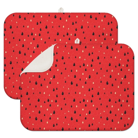 Aesthetic Watermelon Dish Drying Mat – Fresh Fruit Design with Geometric Tropical Pattern, Ideal for Summer Decor