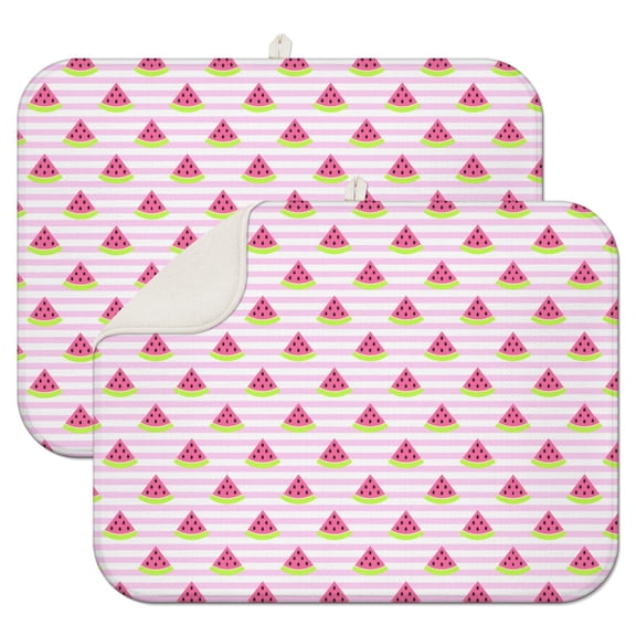Aesthetic Watermelon Dish Drying Mat – Fresh Fruit Design with Geometric Tropical Pattern, Ideal for Summer Decor