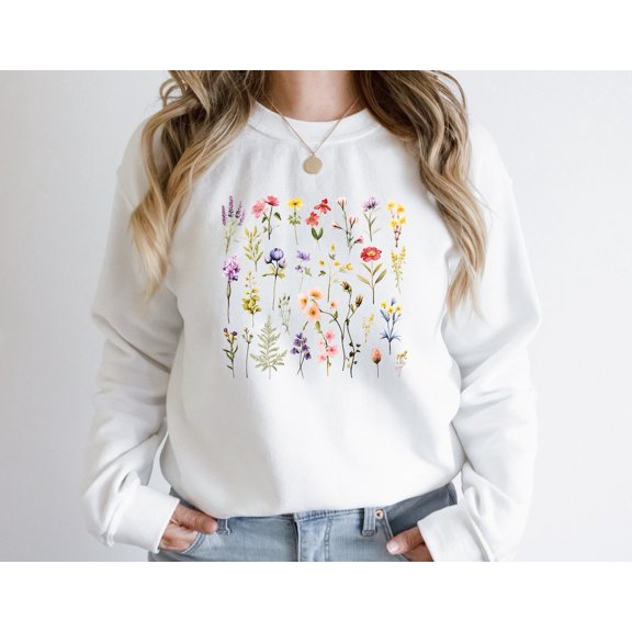 Aesthetic Wildflowers Sweatshirt, Boho Sweatshirt, Floral Sweater, Cottagecore Wildflowers shirt, Flower garden, Aesthetic floral Shirt Sweatshirt All Size S-5XL