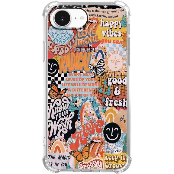 Aesthetic Words Collage Case for iPhone 16e/17e, Positive Quotes Pattern, Trendy Soft TPU Bumper Case Compatible with iPhone 16e/17e