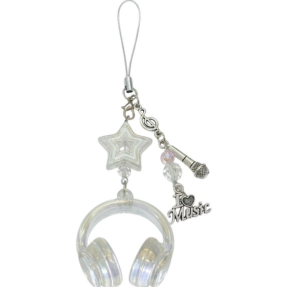 Aesthetic Y2K Phone Charm Keychains Pendant Mini Headphone Phone Charms Cute Headset Phone Lanyard Keyring Purse Charms Bag Accessories