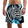 Aesthetic Zebra Art Pattern Men Beach Shorts with Elastic, Casual