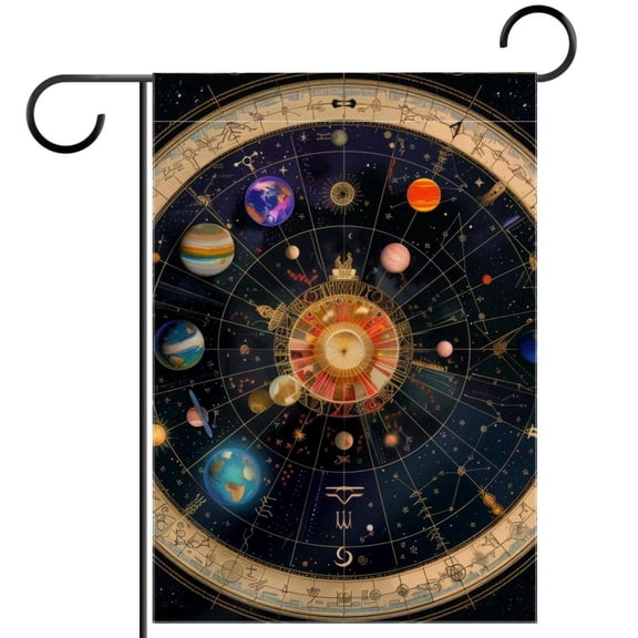 Aesthetic Zodiac Signs Planets Symbols Garden Flag Double Sided House Flag for Outdoor Home, Personalized All Year Round Yard Decor 12 x 18 Inch