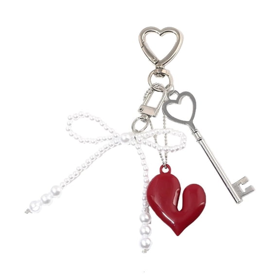 Aesthetic keychains Purse Handbag Backpack Bag PendantCha--Heart Bows KeychainsCha--Car Keyring for Women Girls