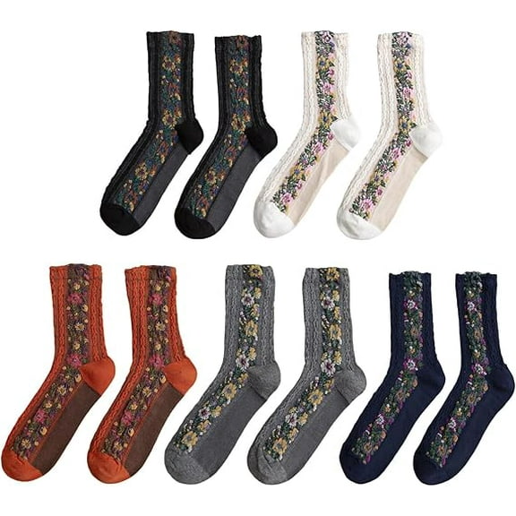 Aesthetically Pleasing Floral Socks For Women, Vintage Style Knee High Socks, Suitable for Stacking in Autumn and Winter.