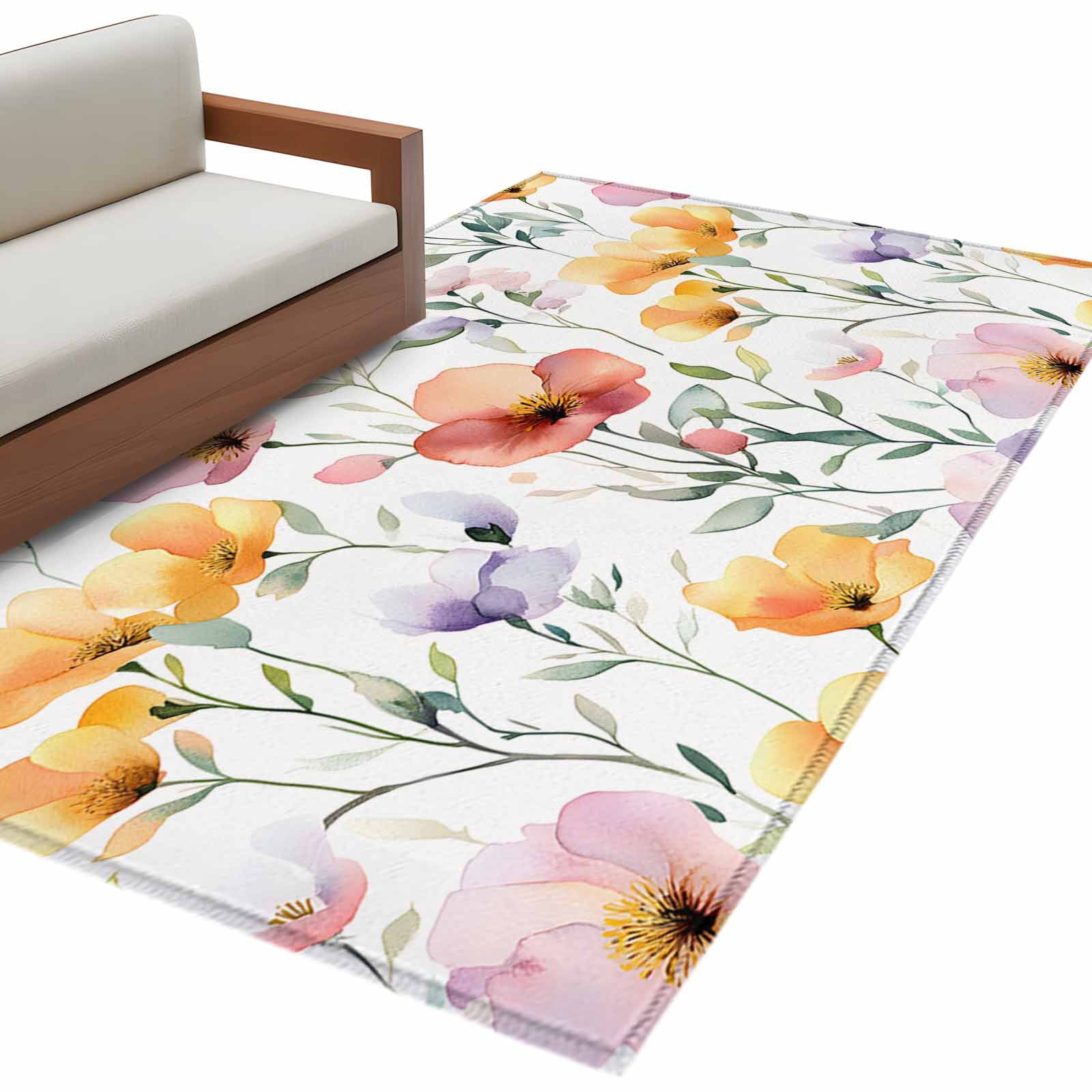 Aethics Rugs Aesthetics Flower Area Rug Washable 3x5 Entryway Rug Non-Slip Indoor ...