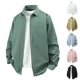 thumbnail image 1 of Aestivo Men's Collared Neck Long Sleeve Shirt, Solid Button Top, Casual Oversized Outerwear for Work Vacation Leisure, Coffee 3XL, 1 of 4