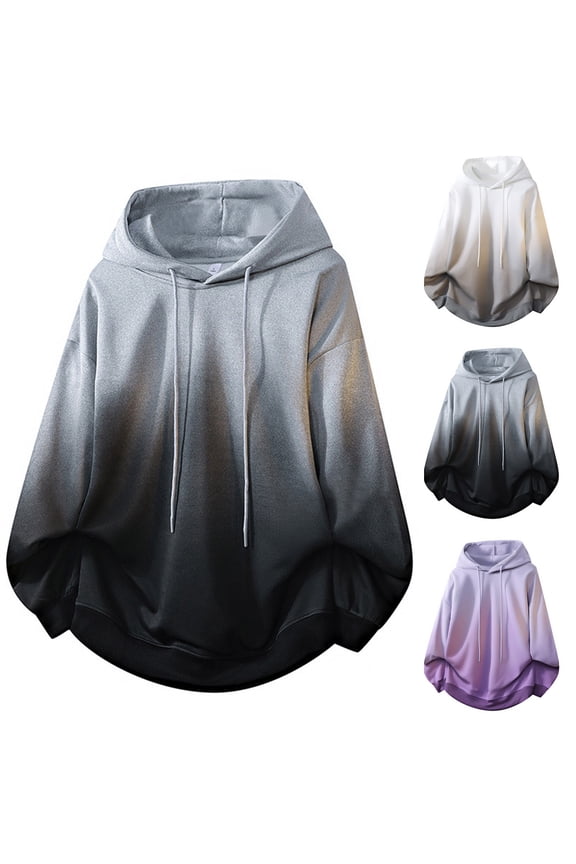 Men's Colorblock Hooded Sweatshirt, Oversized Pullover Hoodie, Casual Leisure Top, Drawstring for Vacation Work Leisure, Gray 2XL