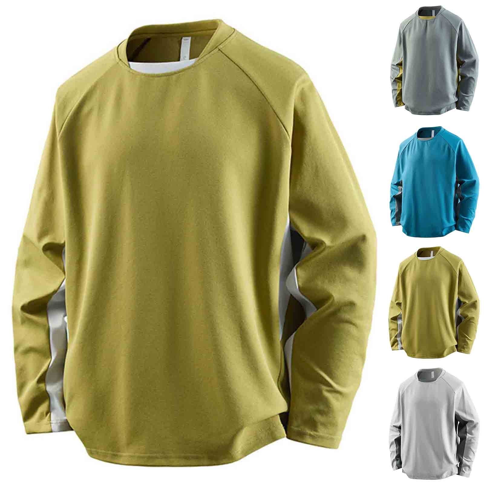 Aestivo Men's Crew Long Sleeve Shirt, Colorblock Pullover, Activewear ...