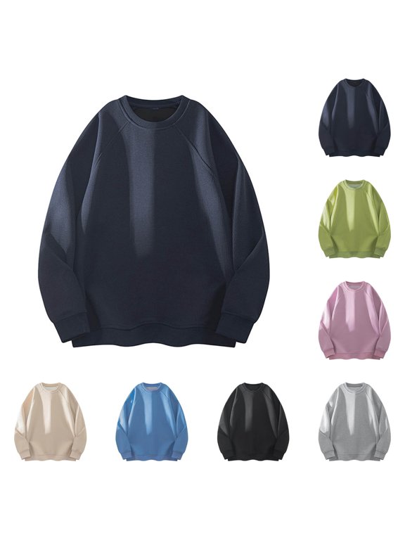 Men's Half-Zip Sweatshirt, Crew Neck Pullover Top, Casual Long Sleeve Jersey, Relaxed Fit Zip Mock Neck for Work Leisure, Navy M