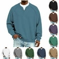 thumbnail image 1 of Aestivo Men's V- Layered Shirt, Long Sleeve Casual Pullover, Textured Top Tee for Casual Work, Black XL, 1 of 6