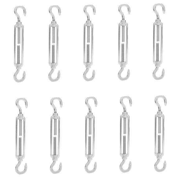 Aestri 10 Pack M6 304 Stainless Steel Hook and Hook Turnbuckle Hardware Wire Rope Cable Tensioner Rigging Hardware Kit